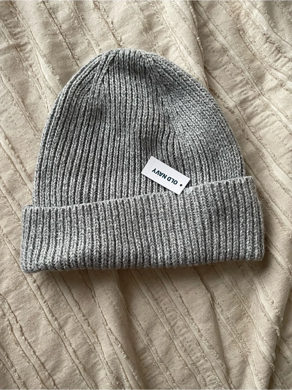 Old Navy Light Gray Ribbed Cuffed Beanie